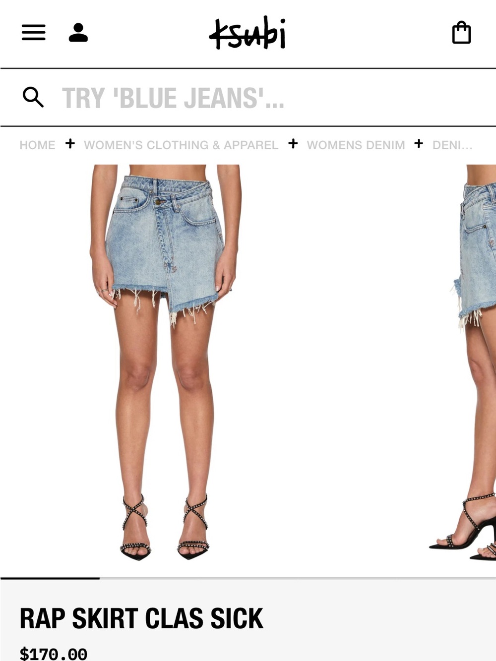 Ksubi Light Blue Distressed Denim Mini Skirt